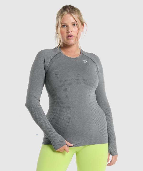 Damske Mikiny Gymshark Vital Seamless 2.0 Long Sleeve Top Siva | JM9741625